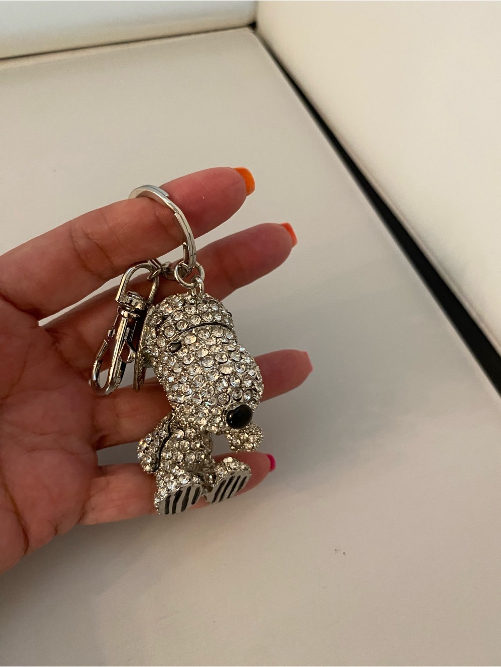Snoopy Keychain/Bag Charm - Silver Rhinestones